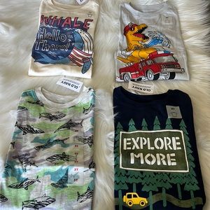 OLD NAVY Toddler Boy Tee Shirt 4 Bundle 3T  100% Cotton New 2 short sleeve 2 LS